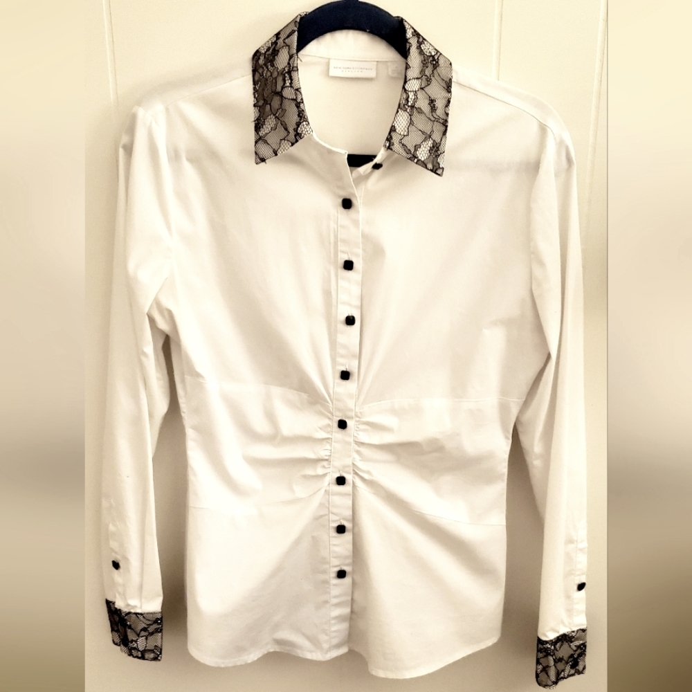 NY & Co blouse with ruching size Med